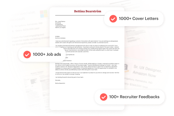 AI od Kickresume je trénovaná na skutočných vzoroch motivačných listov a inzerátoch, aby poskytovala presné a profesionálne výsledky.