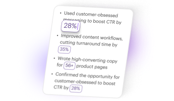 Image shows the third part of a three-step process for using Kickresume’s AI Resume Bullet Point Generator, showing AI-generated bullet points.