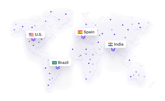 a picture of a map with Kickresume job openings from all around the world, including the United States, India, Europe, and South America