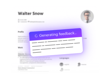 Kickresume’s AI Recruiter Feedback generating feedback for a resume.
