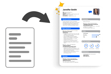 A basic CV turned into a tailored resume using Kickresume.