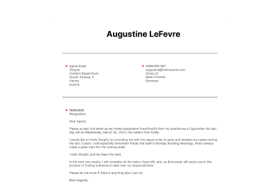 Resignation Letter preview