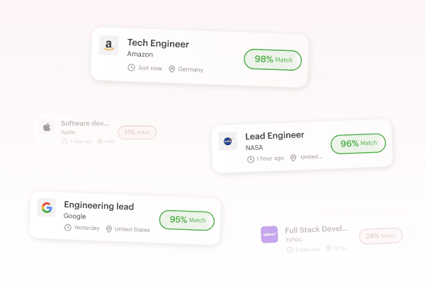 Job cards where strong matches stand out above the low-scoring ones.