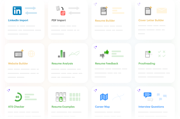 Kickresume toolbox: LinkedIn import, resume builder, cover letters, ATS checker and more.