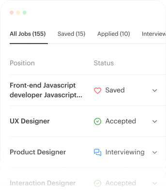 The Kickresume job application tracker on mobile.