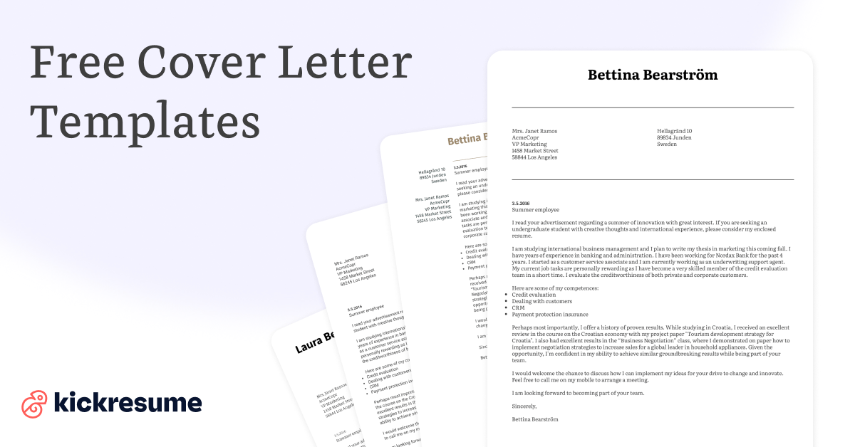 Best Free Cover Letter Templates to Land a Job | Kickresume