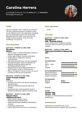 Resume sample of a user who created their resume in Kickresume and got hired at Amazon.