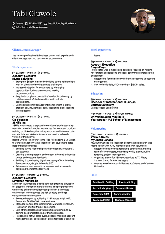 Resume of a Kickresume user who got hired at Shopify.