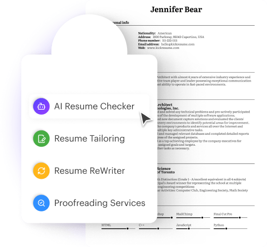 Resume analyzed by Kickresume’s optimization tools to improve clarity and job-winning potential.