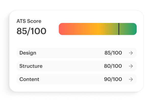 Resume optimized by Kickresume’s ATS Score Checker, evaluating design, structure, and content for ATS compatibility.