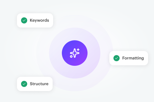 An AI assistant checking a resume’s keywords, formatting, and structure.