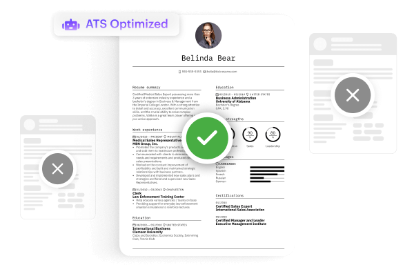 A wel-formatted, ATS-optimized resume with keywords matching to a job description.