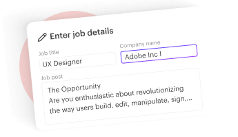 Add job title, company name, and job description and Kickresume will tailor a resume to match the job.